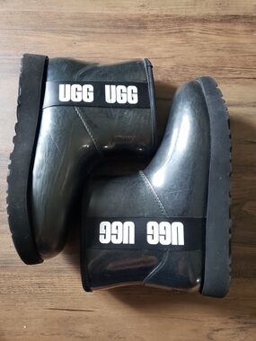 UGG Black Classic Rain Boots with Logo